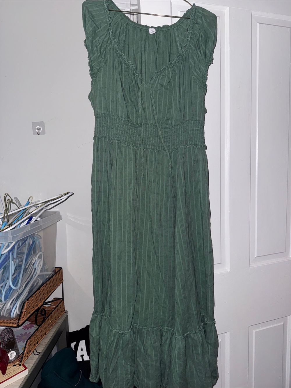 Old Navy Green Maxi Dress with Subtle Stripes